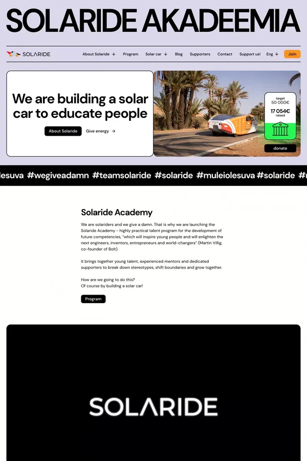 Solaride - Landing design inspiration