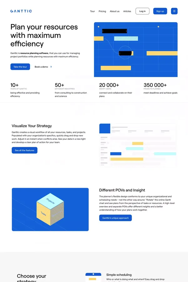 Plan your resources with maximum efficiency - Ganttic - Landing design inspiration