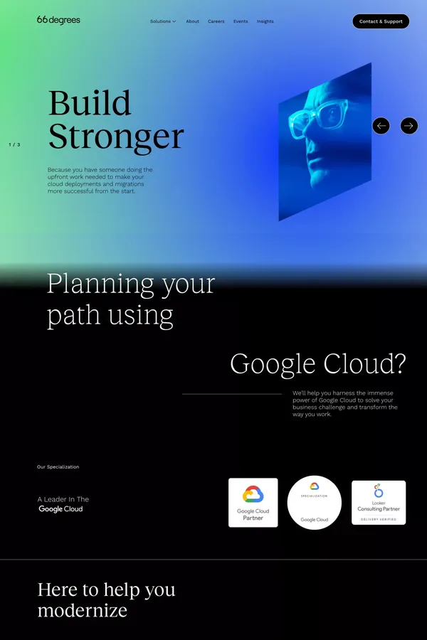66degrees | Google Cloud Partner - Landing design inspiration