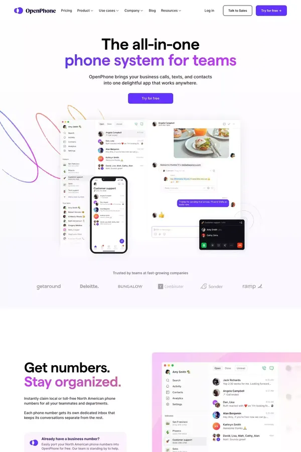 OpenPhone | Modern business phone for startups and small businesses - Landing design inspiration