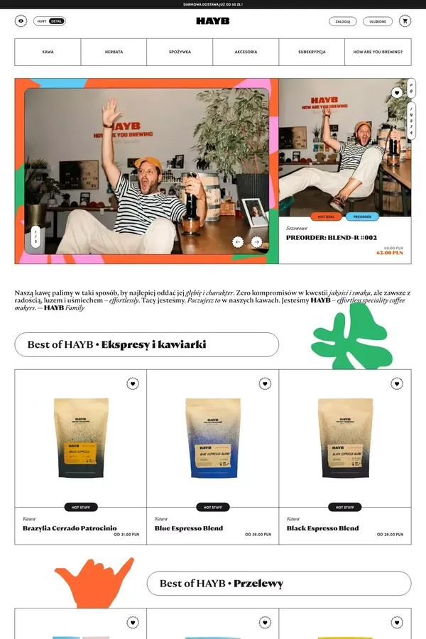 HAYB Effortless Speciality - palarnia kawy speciality - Warszawa - Ecommerce design inspiration