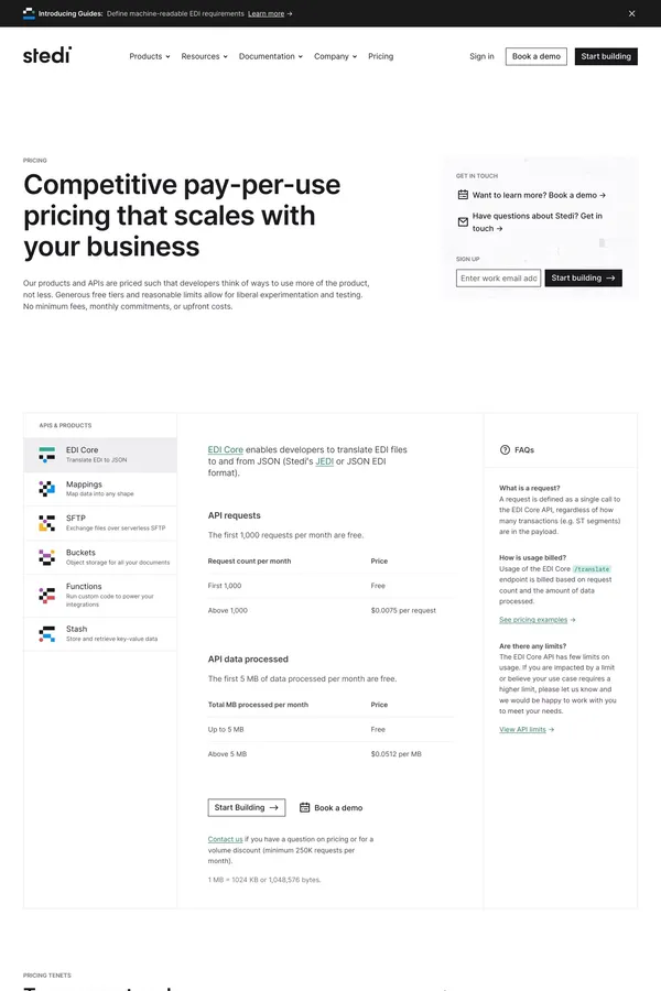 Pricing - Stedi - Pricing design inspiration