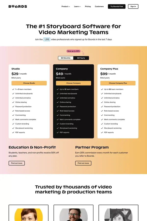 Pricing | Boords - Pricing design inspiration