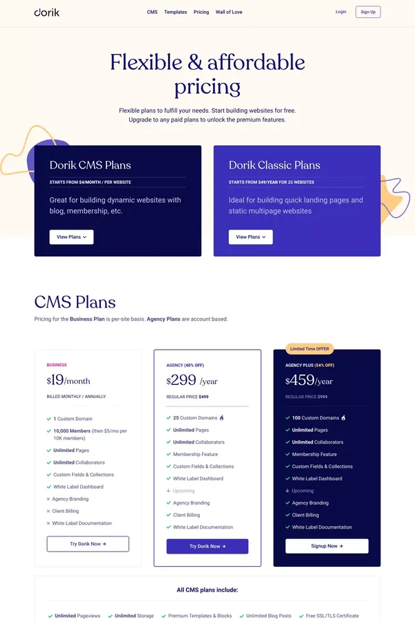 Plans & Pricing - Dorik - Pricing design inspiration