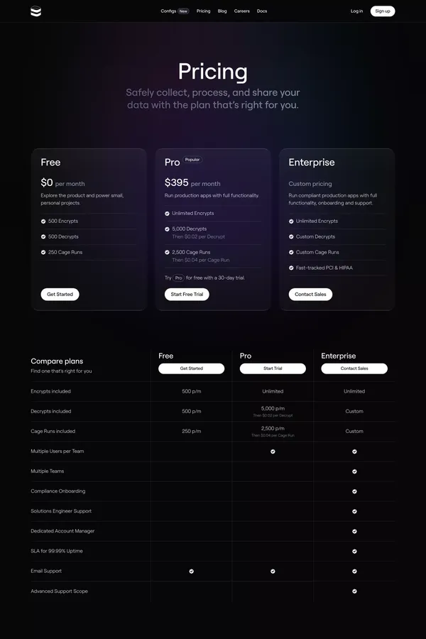 Pricing — Evervault - Pricing design inspiration
