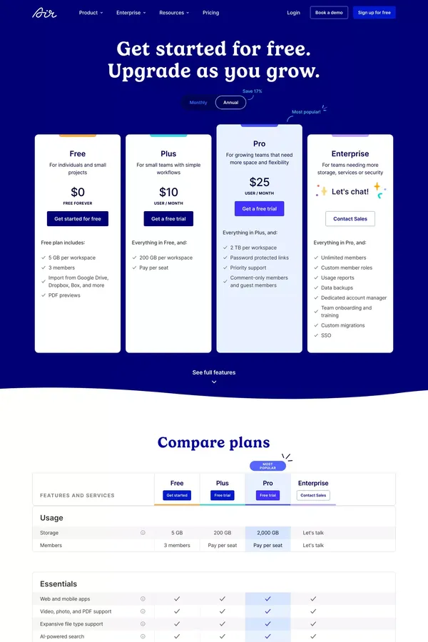 Pricing | Air - Pricing design inspiration