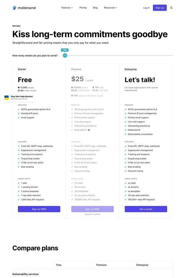 Pricing    -        MailerSend - Pricing design inspiration