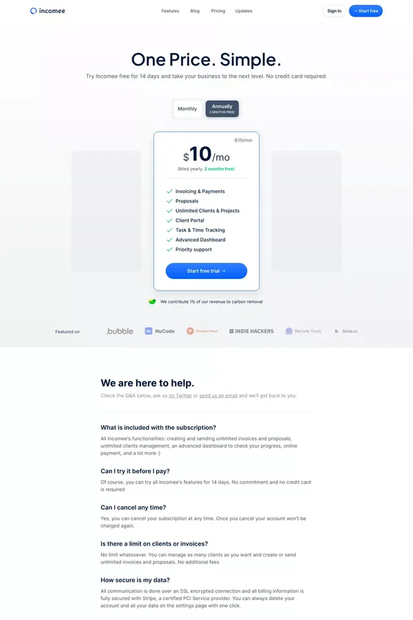 Pricing - Incomee - Pricing design inspiration