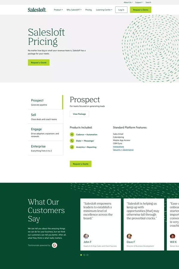 Salesloft Pricing: Overview & Product Tier Breakdown - Pricing design inspiration
