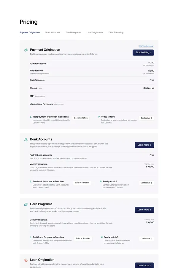Pricing — Column - Pricing design inspiration