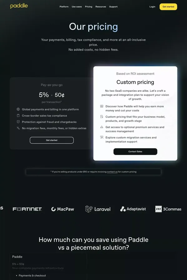 Pricing | Paddle - Pricing design inspiration