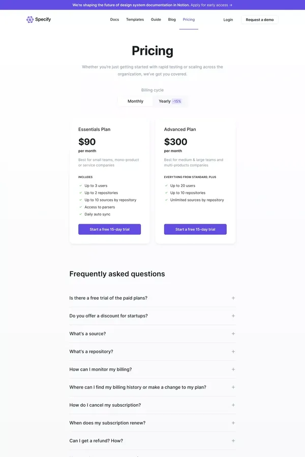 Specify | Pricing - Pricing design inspiration