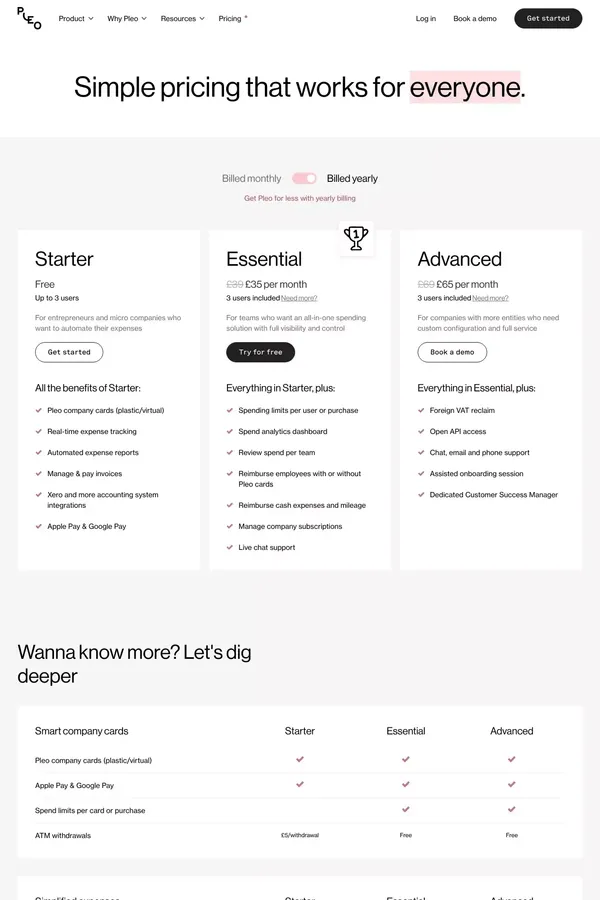 Simple pricing that works for everyone - Pleo - Pricing design inspiration