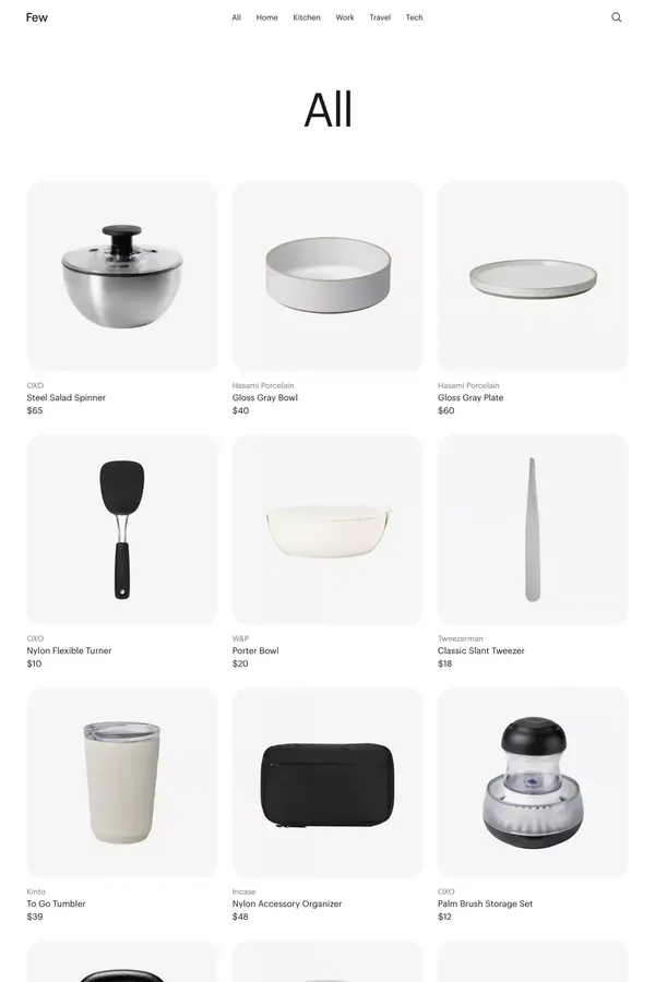 All Essentials - Few - Product listing design inspiration