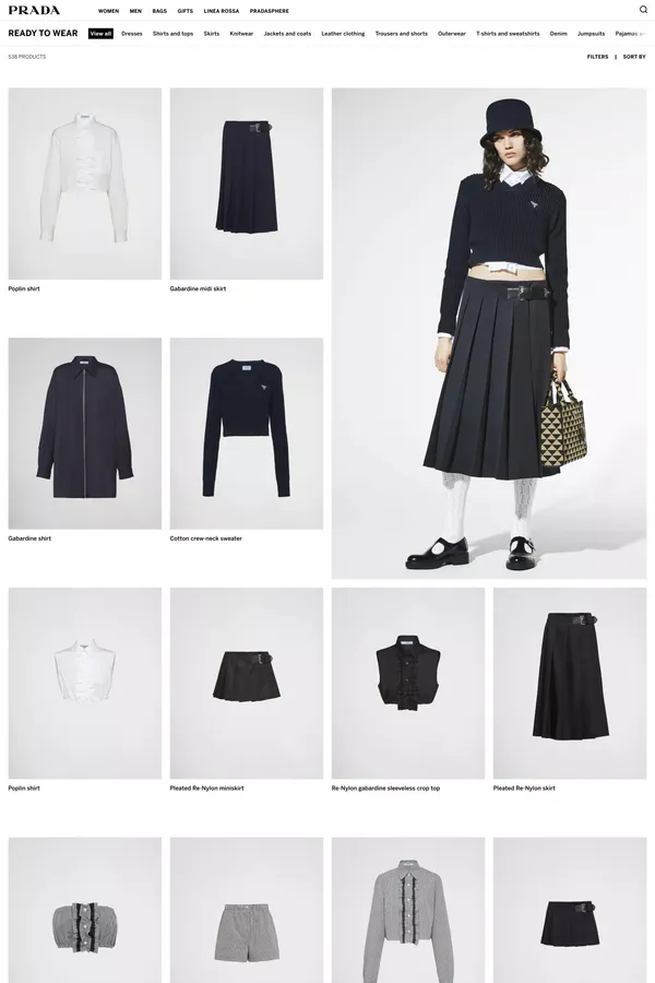 Women's Ready to wear | PRADA - Product listing design inspiration