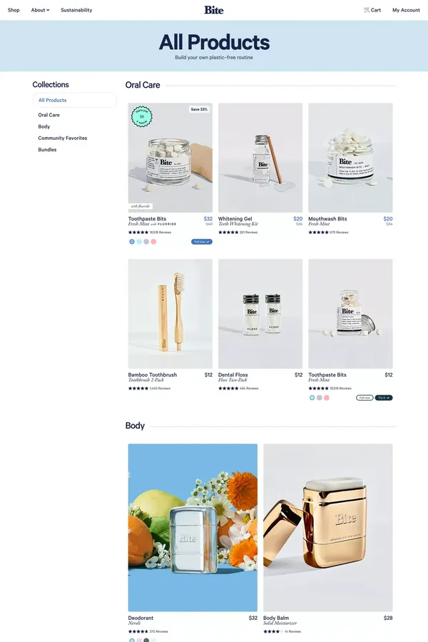 Bite Toothpaste Bits - Zero Waste Toothpaste Tablets and More - Product listing design inspiration