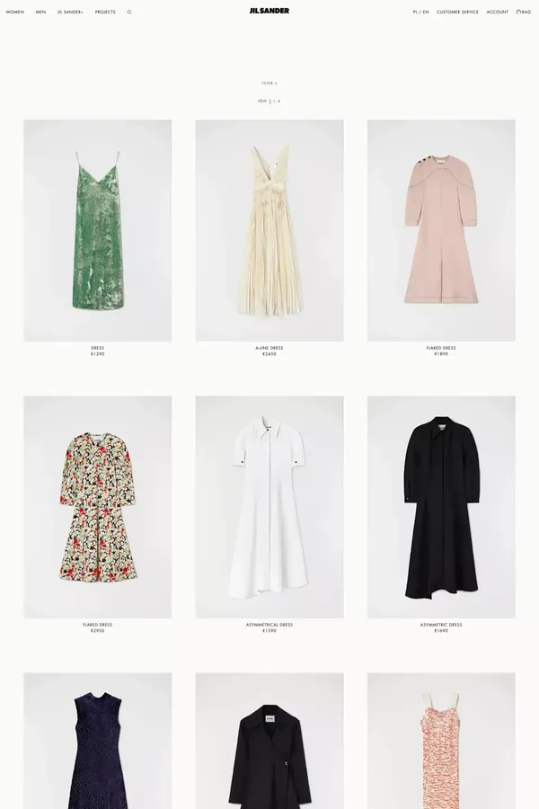 VIEW ALL | Jil Sander Official Online Store - Product listing design inspiration
