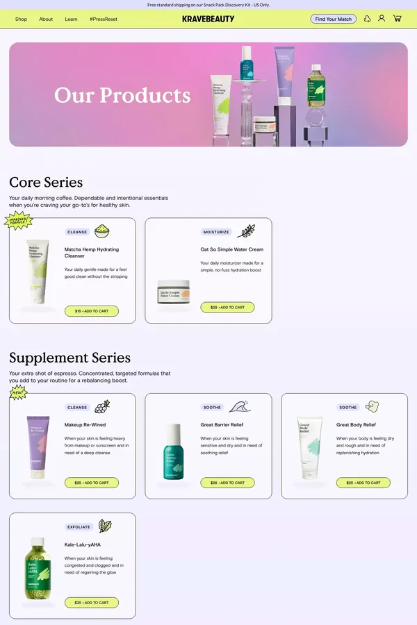Shop All – KraveBeauty - Product listing design inspiration