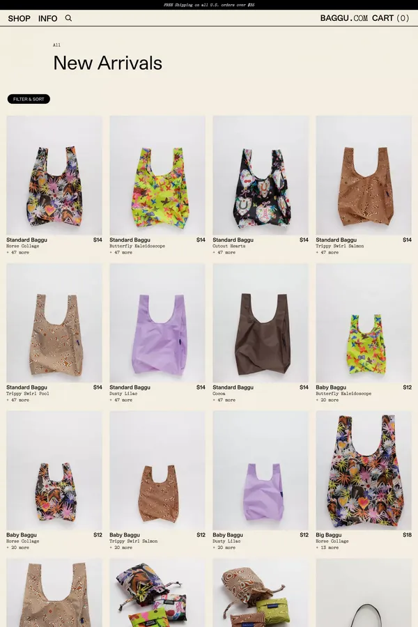 New Arrivals - Baggu - Product listing design inspiration
