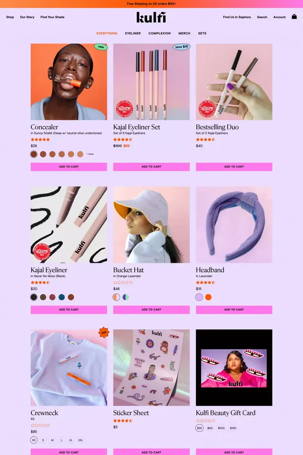 All Products – Kulfi Beauty - Product listing design inspiration