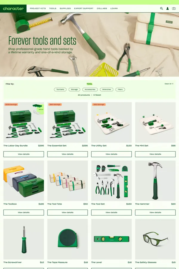 Tools – Character - Product listing design inspiration