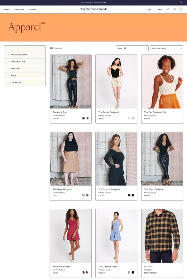 Apparel/ Neighborhood Goods - Product listing design inspiration