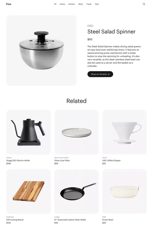 Steel Salad Spinner - Few - Product page design inspiration