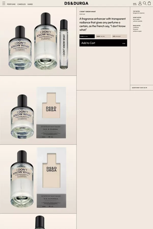I Don’t Know What - D.S. & DURGA - Product page design inspiration