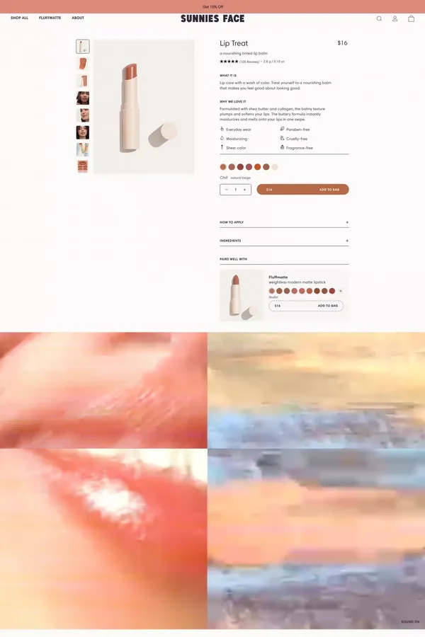 Lip Treat Tinted Lip Balm | Cruelty Free Makeup – Sunnies Face - Product page design inspiration