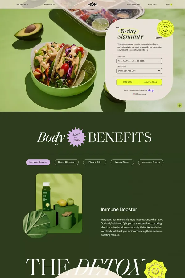 5-Day Detox Box – HŌM Wellness - Product page design inspiration