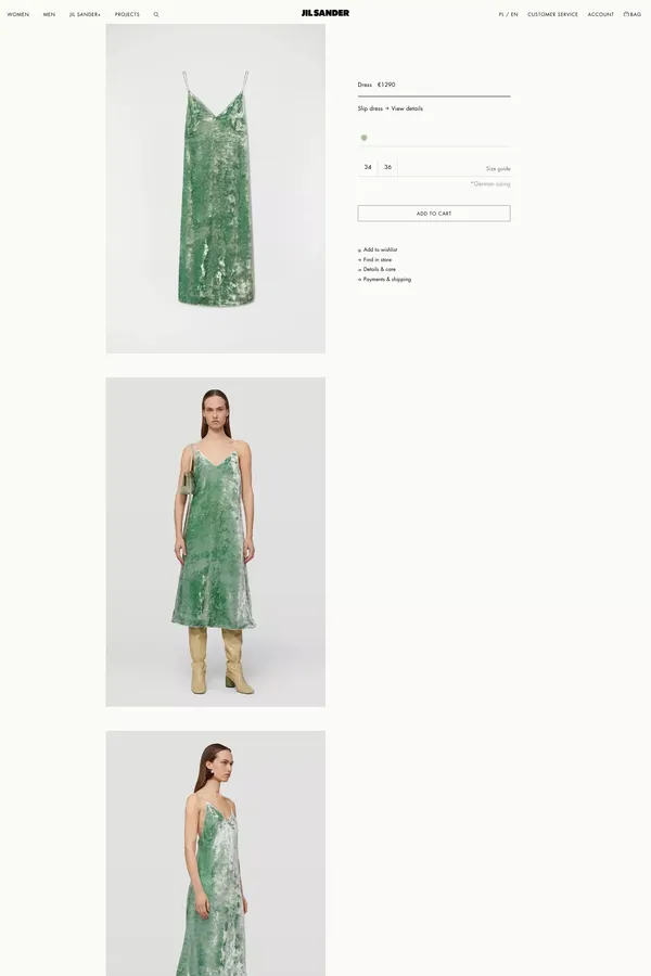 Dress | DRESSES | Women | Jil Sander Online store - Product page design inspiration