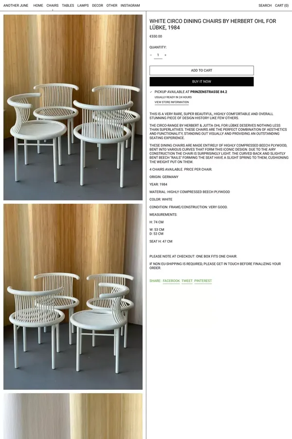 White Circo Dining Chairs by Herbert Ohl for Lübke, 1984– ANOTHER JUNE - Product page design inspiration