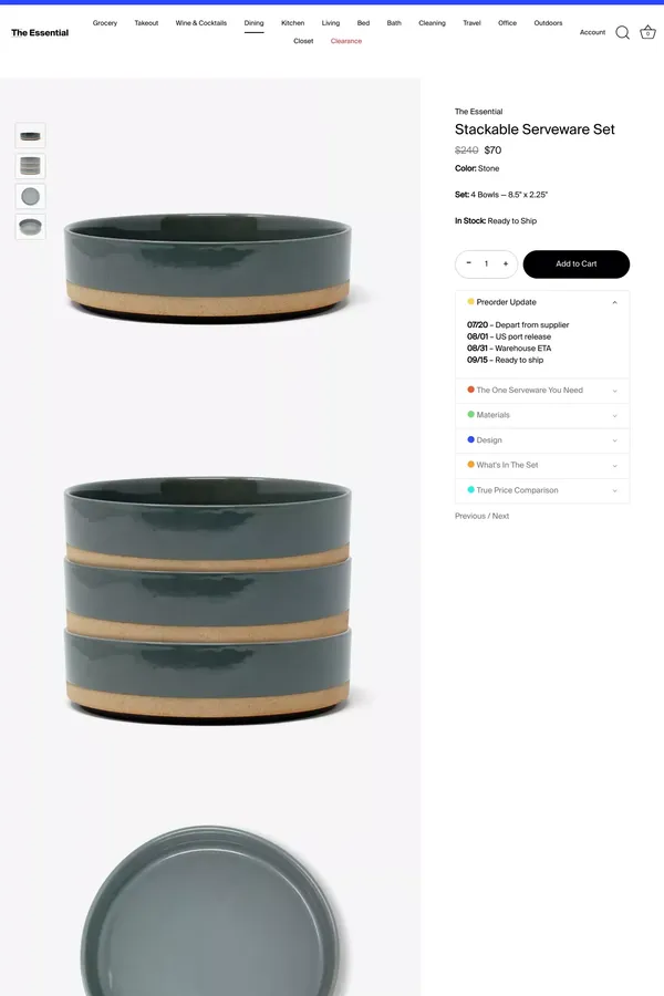 Stackable Serveware Set – The Essential - Product page design inspiration