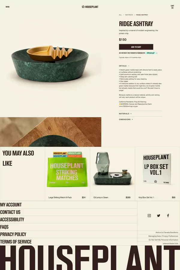 Ridge Ashtray – Houseplant - Product page design inspiration