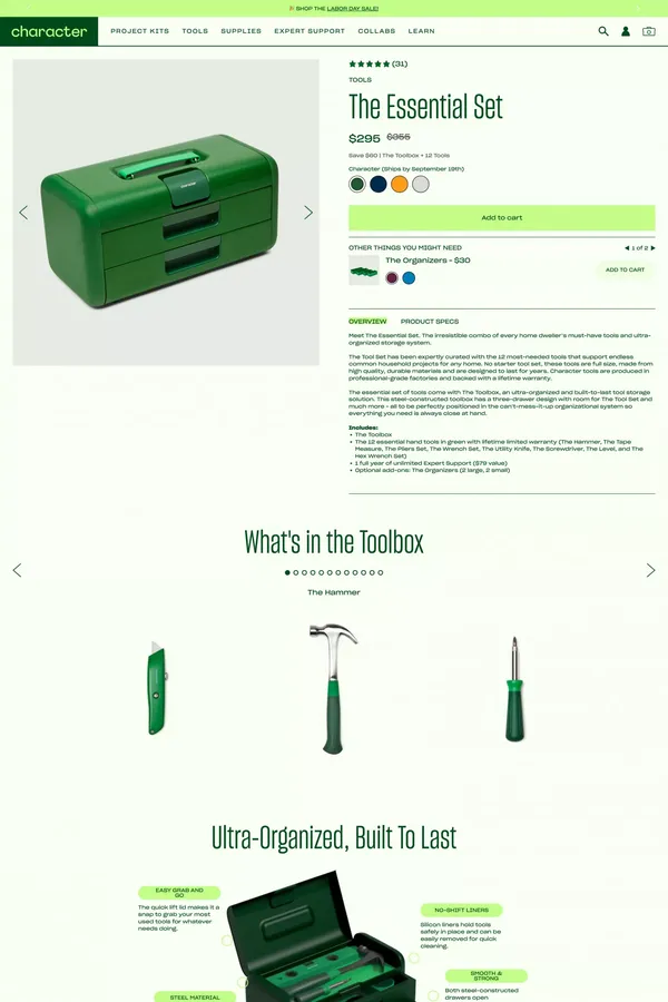 The Essential Set – Character - Product page design inspiration
