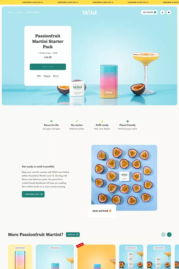 Passionfruit Martini Starter Pack - Wild UK - Product page design inspiration