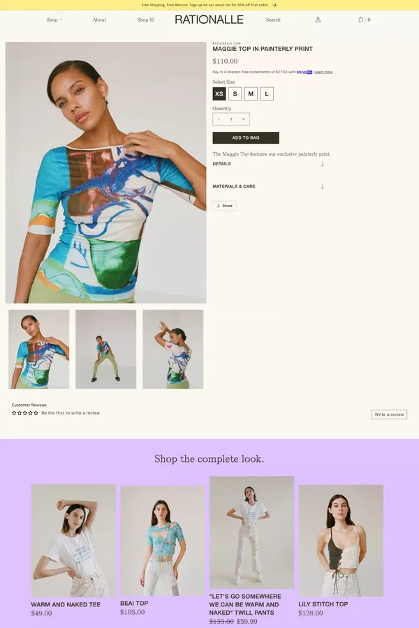 MAGGIE TOP IN PAINTERLY PRINT - Product page design inspiration