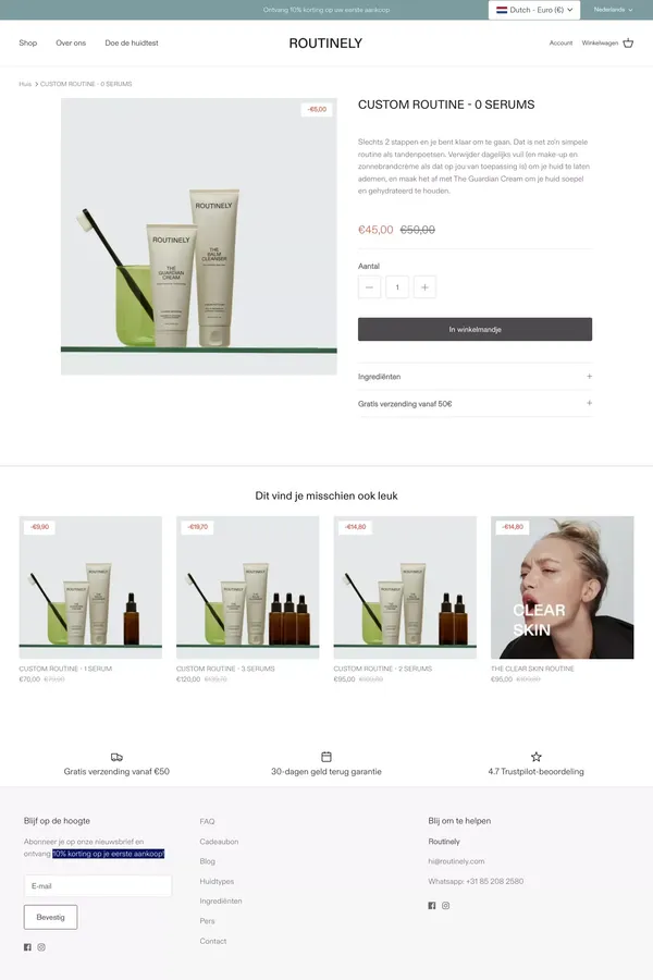 CUSTOM ROUTINE - 0 SERUMS – ROUTINELY - Product page design inspiration