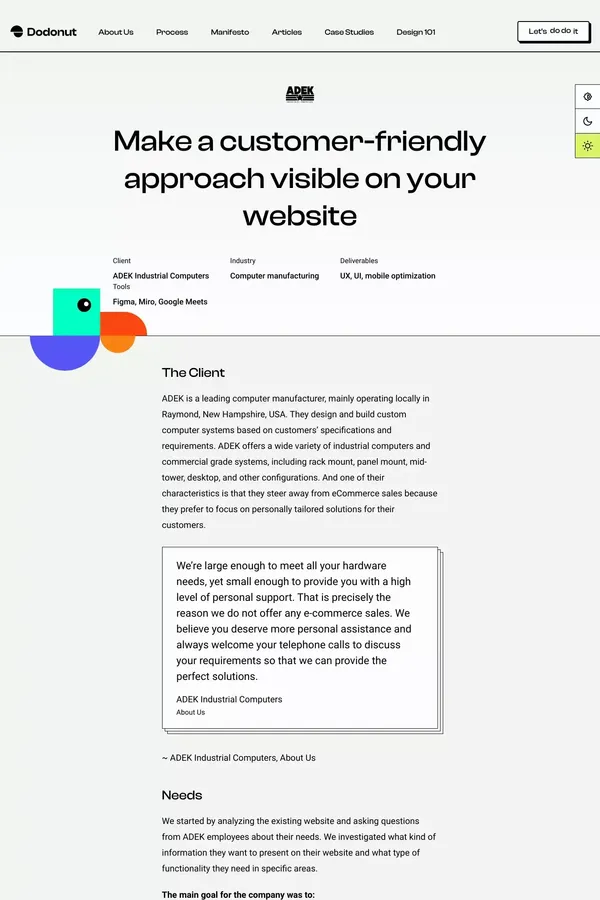 Make a customer-friendly approach visible on your website - Dodonut - Case Study design inspiration