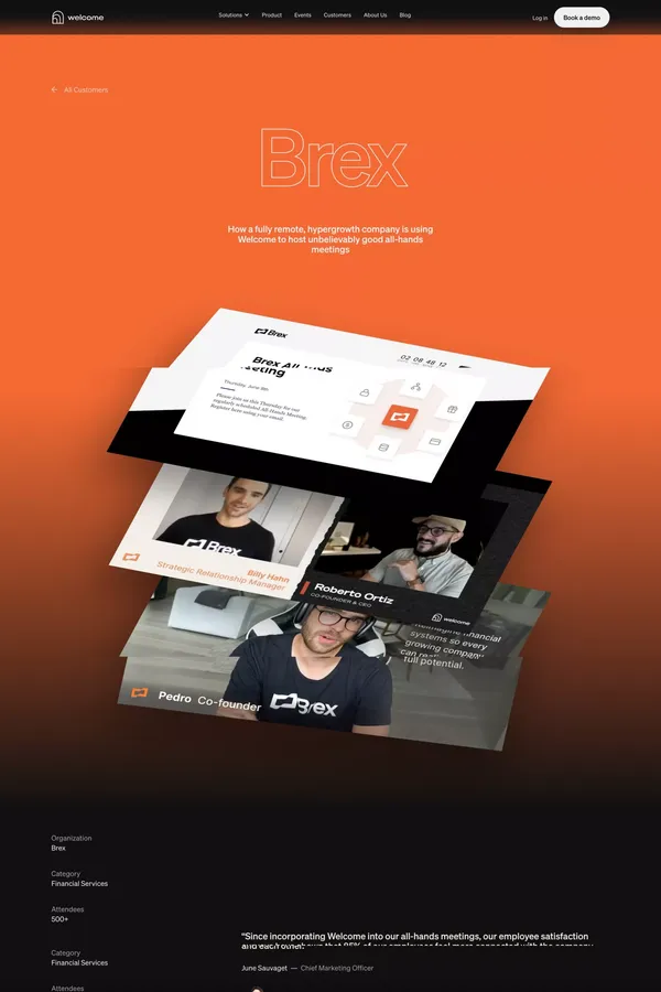 Our Customers | Brex - Case Study design inspiration