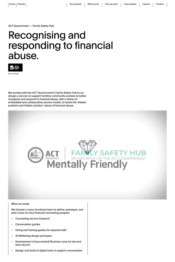 Future Friendly (Formerly Mentally Friendly) - Digital service strategy & product delivery. - Case Study design inspiration