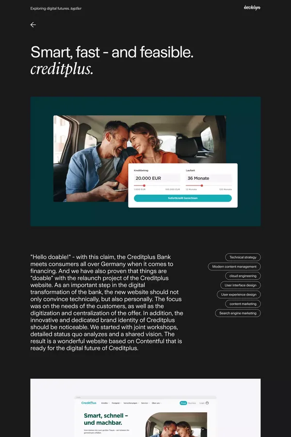 Creditplus | Becklyn - Case Study design inspiration