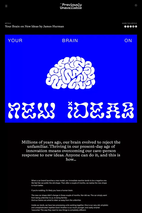 Your Brain on New Ideas by James Hurman | Previously Unavailable - Case Study design inspiration