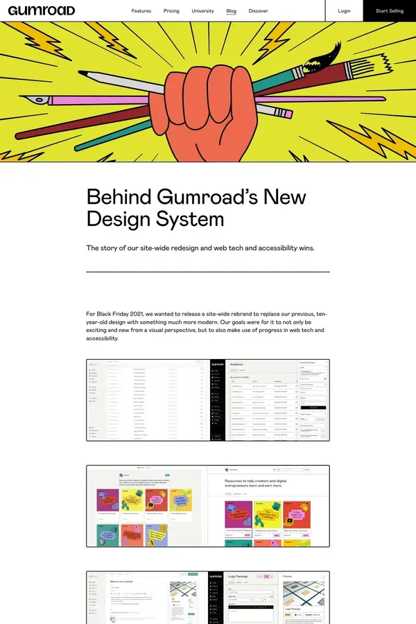 Behind Gumroad’s New Design System | Gumroad - Blog Post design inspiration