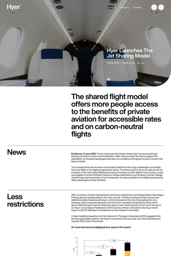 Hyer Launches The Jet Sharing Model· Hyer Aviation - Blog Post design inspiration