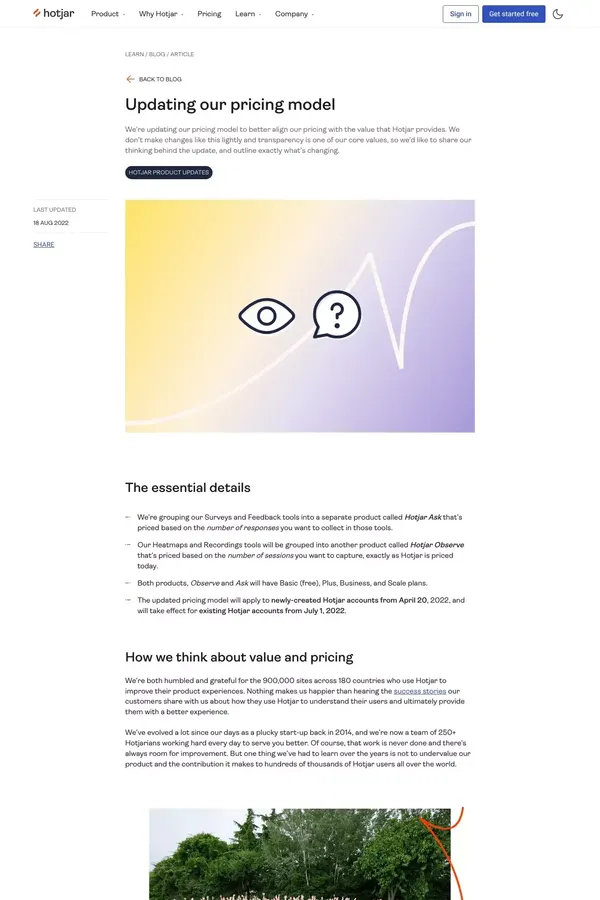 Updating our pricing model - Blog Post design inspiration