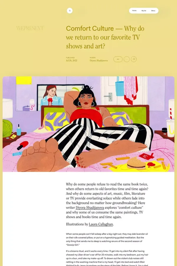 WePresent | Comfort culture and the relief of the familiar - Blog Post design inspiration