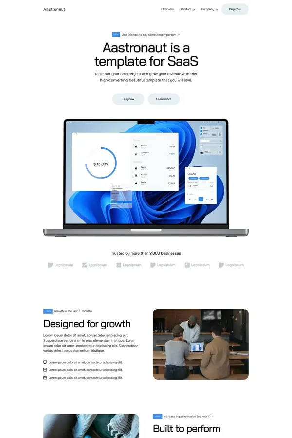 Aastronaut Webflow Template - Template design inspiration
