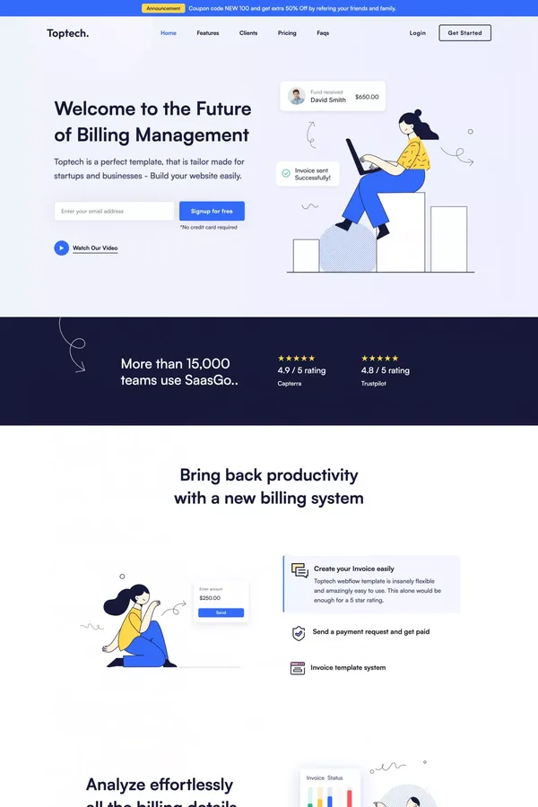 Toptech | Webflow HTML website template - Template design inspiration