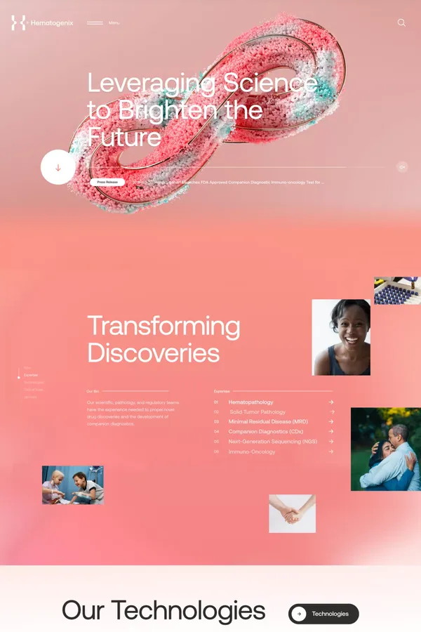 Hematogenix â Bringing Precision Medicine to Everyone - Landing design inspiration